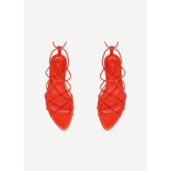 VINCE. Womens Orange Strappy Kenna Almond Toe Leather Gladiator Sandles 7 M - Picture 3 of 4